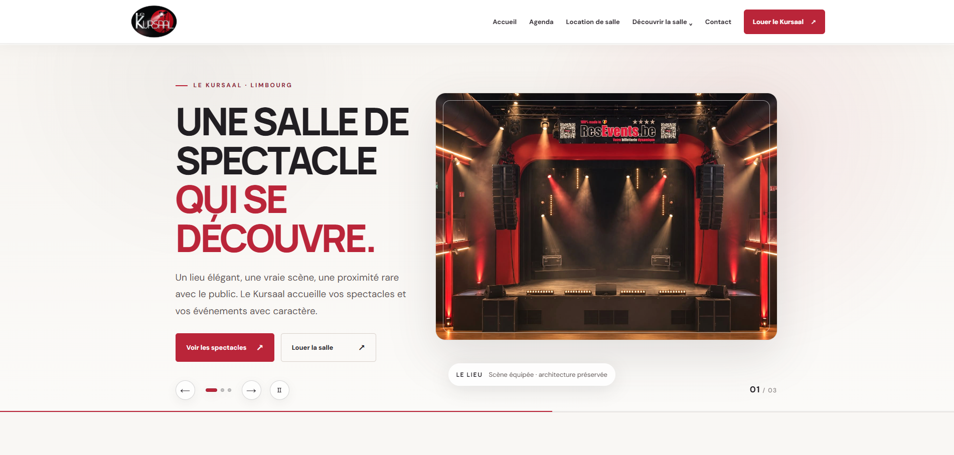 Capture réelle du site Le Kursaal